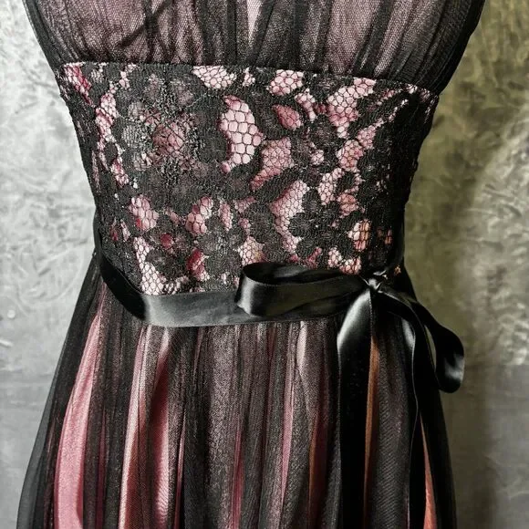 Betsy & Adam Dress Size 4 Purple Black Mesh Fairy Halter‎ Y2K Whimsigoth Event - Picture 4 of 16